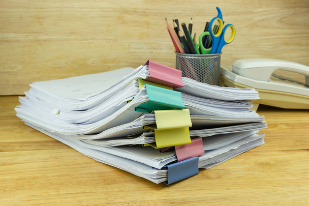 file folder and Stack of business report paper file on the table in a work office, concept document in work office - Фото, зображення