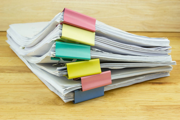 file folder and Stack of business report paper file on the table in a work office, concept document in work office - Photo, Image