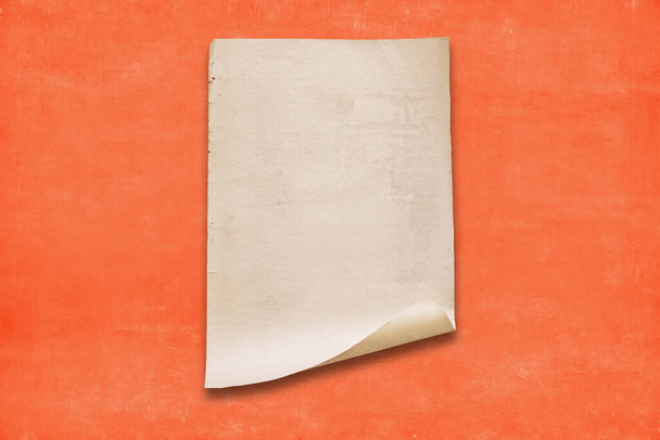 old paper on red wall, vintage background - Photo, Image