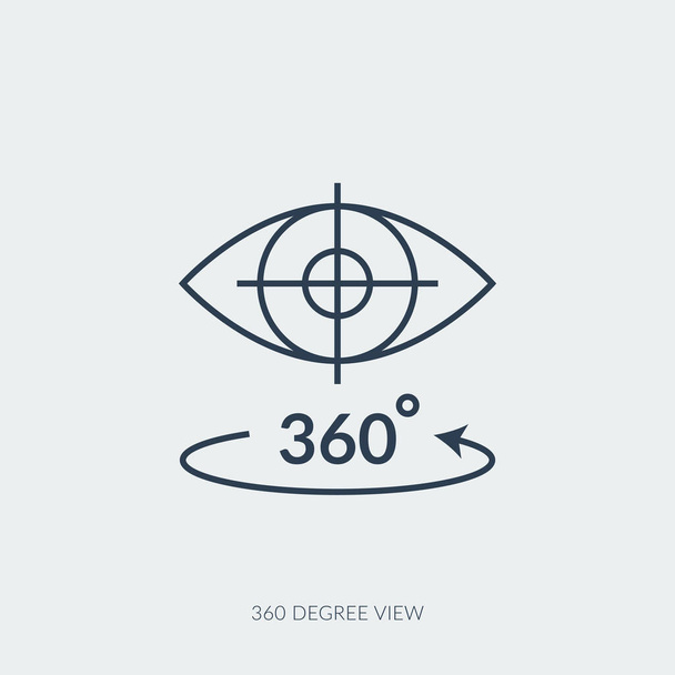 Icono del esquema vectorial de la tecnología de realidad virtual - vista de 360 grados
 - Vector, Imagen