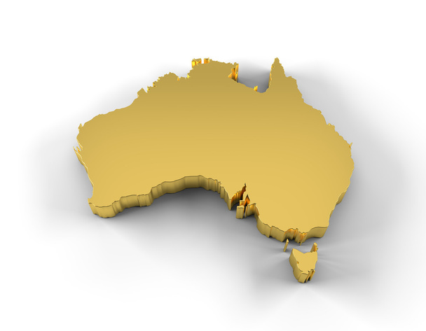 Αυστραλία Χάρτης 3d χρυσό με διαδρομή αποκοπής - Φωτογραφία, εικόνα