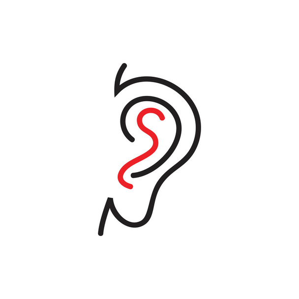 oreja delgada línea símbolo icono vector
 - Vector, imagen