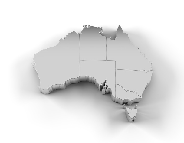Australia mapa 3D plata con estados y ruta de recorte
 - Foto, Imagen