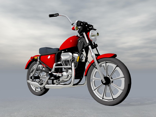 Kırmızı motosiklet - 3d render - Fotoğraf, Görsel