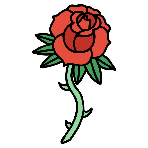 tetoválás hagyományos stílusban egy rózsa - Vektor, kép