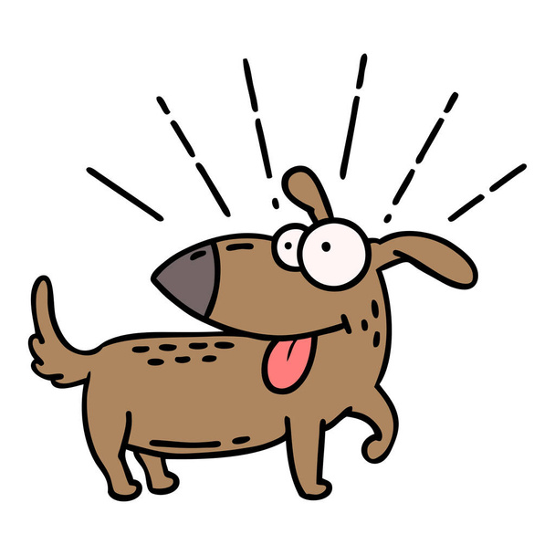 伝統的なタトゥースタイルの幸せな犬のイラスト - ベクター画像