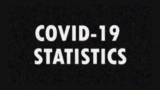 4K. Glitch képernyővédő szöveggel COVID-19 STATISTICS hírekhez és hirdetésekhez a tv-ben. Coronavirus járvány. - Felvétel, videó