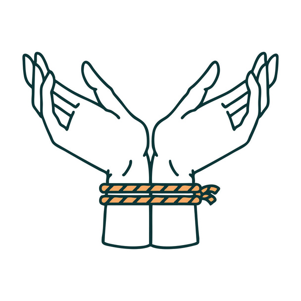 image emblématique de style tatouage d'une paire de mains liées
 - Vecteur, image