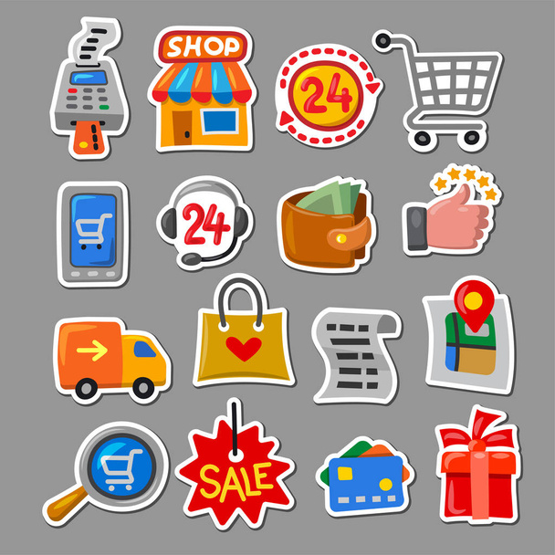 illustration of the shopping stickers - Wektor, obraz