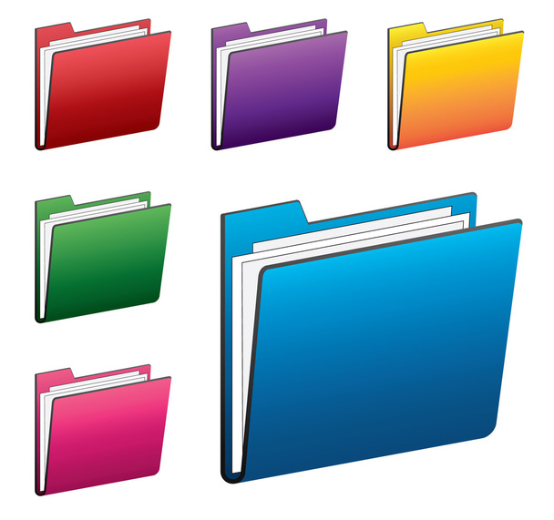 Colorful folder icons set - Wektor, obraz