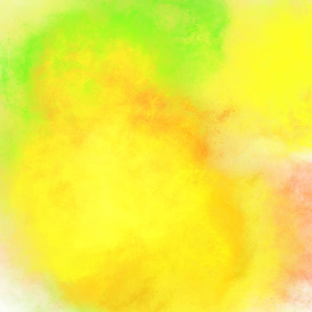 Yellow green orange stain of watercolor paint with a gradient. Abstract backdrop wallpaper background, beautiful texture stains of paint digital illustration - Photo, Image