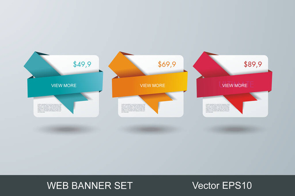 Web Banners Design. Pode ser usado para layout de fluxo de trabalho, diagrama, opções de número, opções de passo, web design, modelo de banner, infográfico, linha do tempo. - Vetor, Imagem