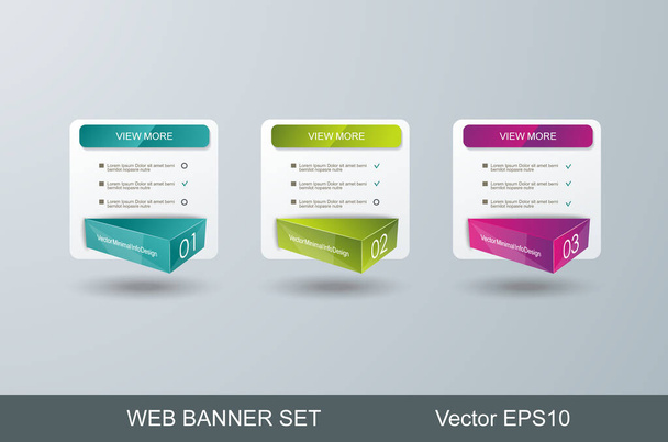 Web Banners Design. Can be used for workflow layout, diagram, number options, step up options, web design, banner template, infographic, timeline. - Vektör, Görsel