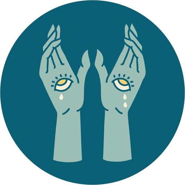 iconic tattoo style image of mystic hands - Vector, Image
