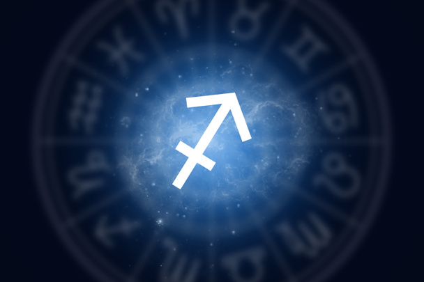 Sagittarius zodiac sign on a background of the starry sky. Illustration for horoscope. - Photo, Image