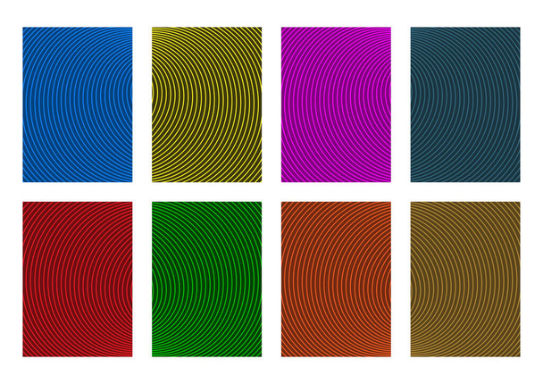 Set di 8 modelli astratti di progettazione vettoriale di sfondo. Può essere utilizzato per la stampa o web design (catalogo, brochure, libro, annuncio, ecc). Varianti di colore multiple rosso, giallo, blu, verde, arancione, viola, marrone, verde acqua
 - Vettoriali, immagini