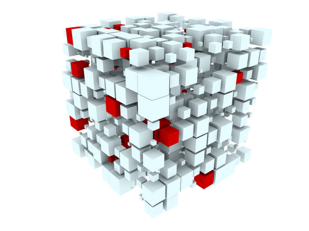 Rendu 3D de cube fragmenté aux couleurs vives au sujet de l'information, de la construction et du stockage
. - Photo, image