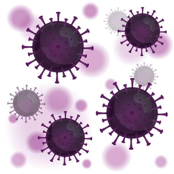 Kuvitus Corona-viruksen graafisesta vektorista, infektio Wuhanissa. violetti virus, valkoinen tausta, epidemia, covid-19 pandemia
 - Vektori, kuva