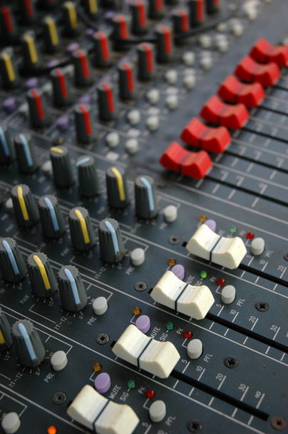 detail van geluid mixer - Foto, afbeelding