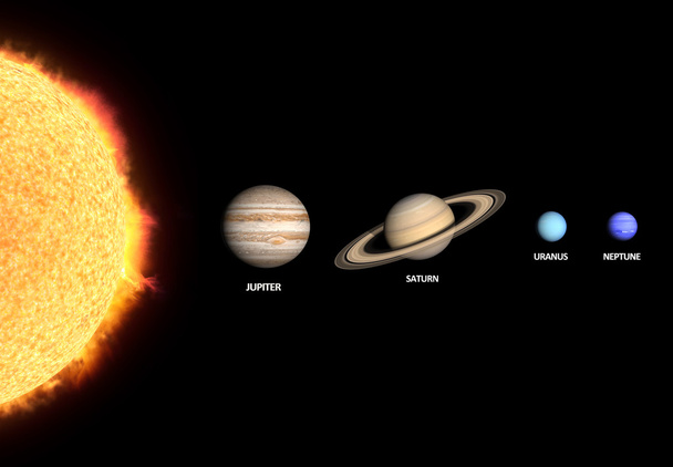 Sun Jupiter Saturn Uranus and Neptune - Foto, afbeelding