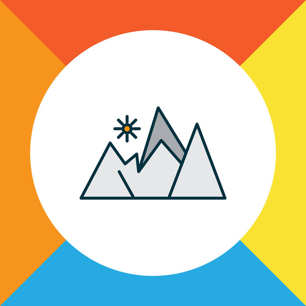 山のアイコンの色の線のシンボル。トレンディーなスタイルでプレミアム品質隔離されたピーク要素. - ベクター画像