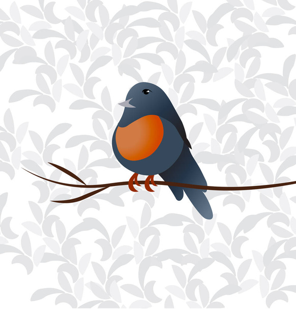Little colorful orange and blue bird sitting on a thin branch - Vecteur, image
