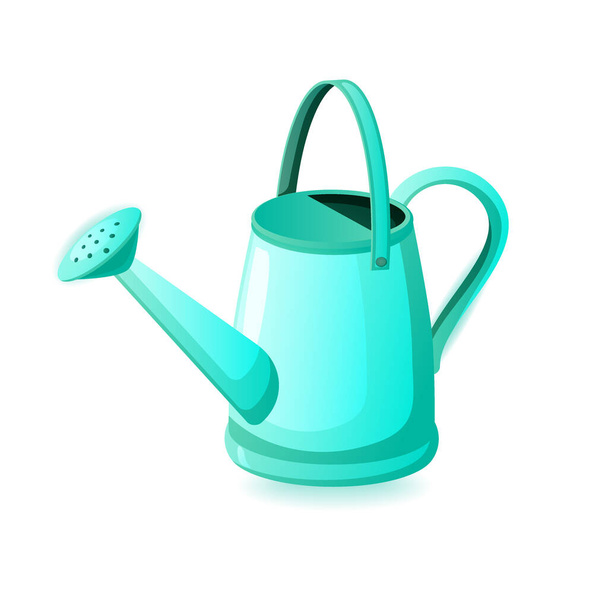 Turquoise watering can isolated on white, vector illustration - Вектор,изображение