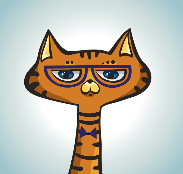 Cartoon hipster cat. - ベクター画像