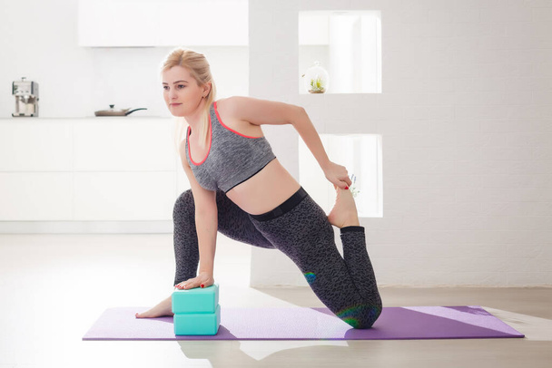 woman doing exercises at home - Photo, Image