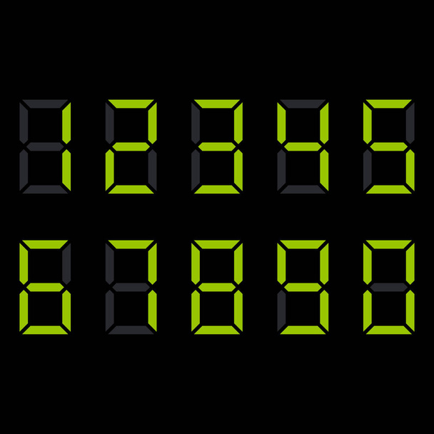Números eletrônicos dígitos assistir exibição verde preto
 - Vetor, Imagem