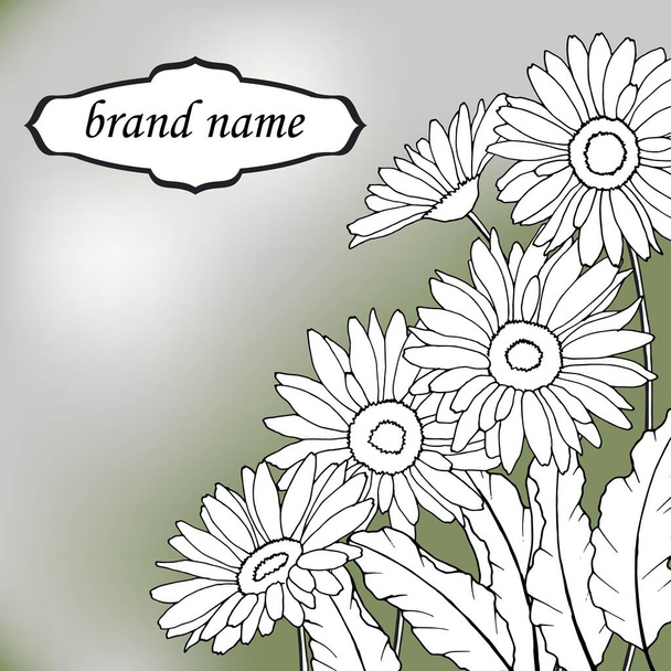 φόντο για κείμενο, φόντο με λουλούδια σε γραφικό στυλ - Διάνυσμα, εικόνα