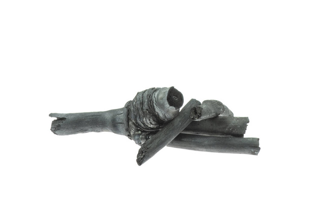 Natural bamboo charcoal isolated on the white background. - Photo, Image