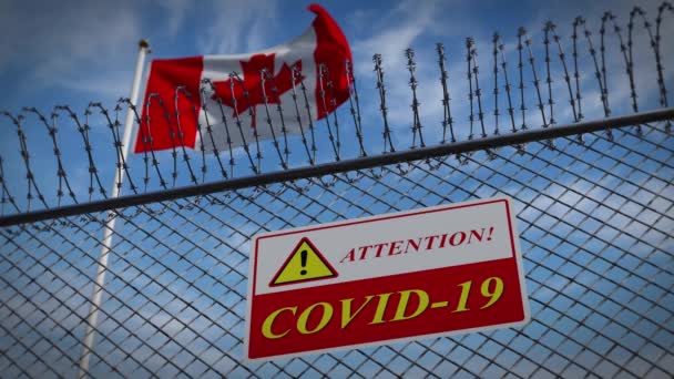 Coronavirus canada pandemische covid-19 cellen vergrendeling. 2019-ncov canadese quarantaine te stoppen covid19 besmettingsrisico - 3d animatie - Video