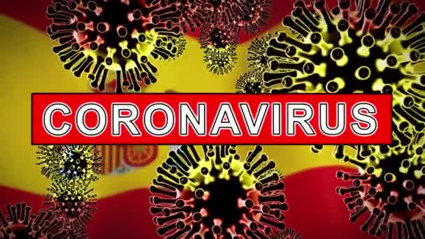 Covid-19スペインコロナウイルス病は流行やロックダウンを引き起こす。2019年スペイン語｜conv発生とcovid19感染- 3Dアニメーション - 映像、動画