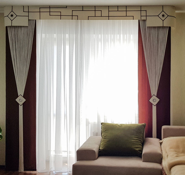 lambrequin and curtains in the interior - Photo, Image