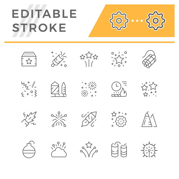 Set line outline icons of firework - Vector, Image