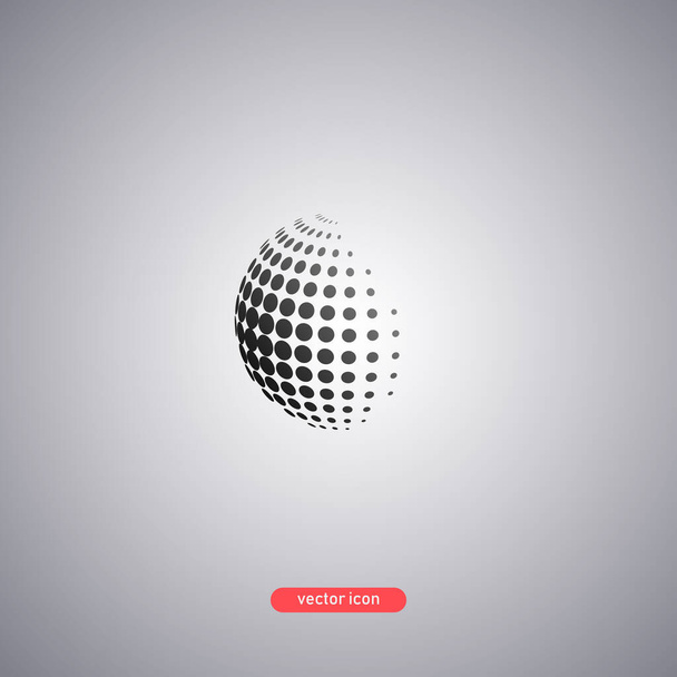 Logotipo de bola meio-tom isolado no fundo cinza. Esfera em um efeito de meio-tom moderno
.  - Vetor, Imagem