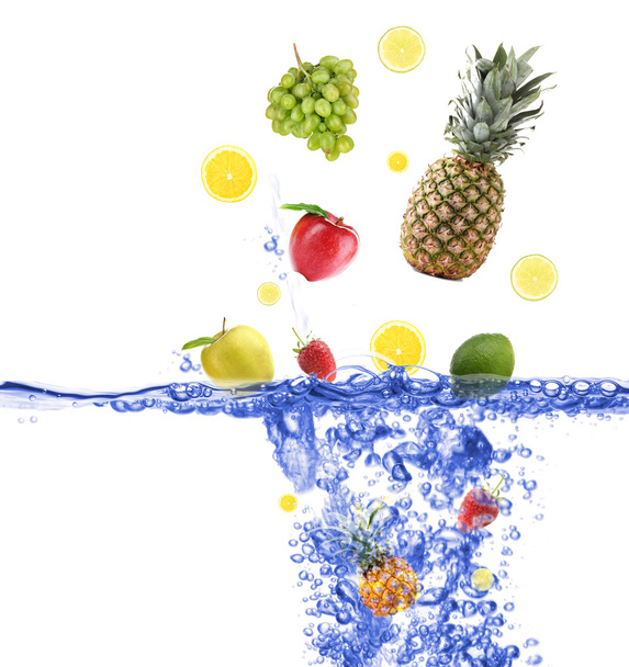 Fresh fruits dropped into water - Photo, Image