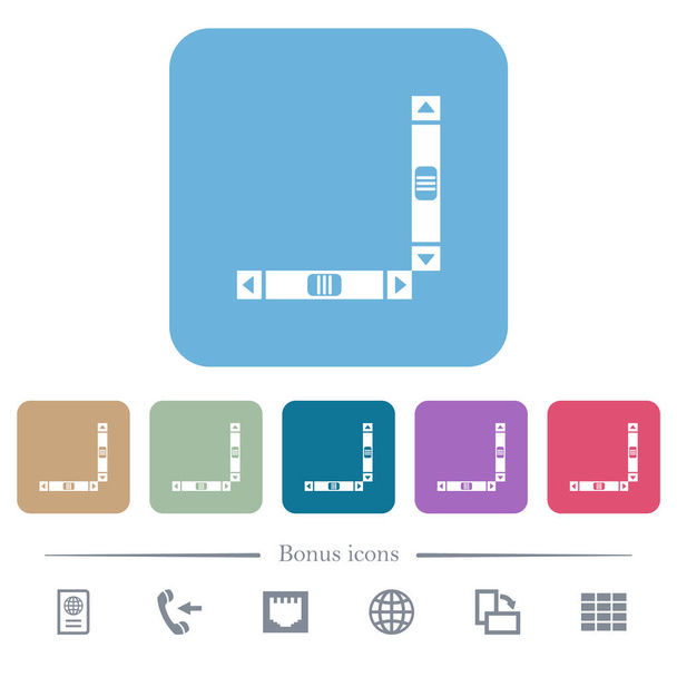 Barre di scorrimento verticali e orizzontali icone piatte bianche su sfondi quadrati arrotondati a colori. 6 icone bonus incluse
 - Vettoriali, immagini
