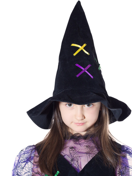 Porträt eines Mädchens im Zaubererkostüm - Foto, Bild