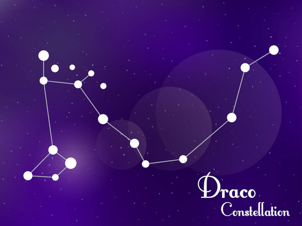 Draco takımyıldızı. Yıldızlı gece gökyüzü. Yıldız kümesi, galaksi. Derin uzay. Vektör illüstrasyonu - Vektör, Görsel