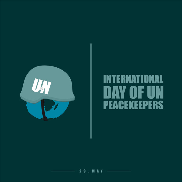 Uluslararası BM Barış Muhafızları Günü. Dünya BM Miğferini kullanıyor. Vektör İllüstrasyonu - Vektör, Görsel
