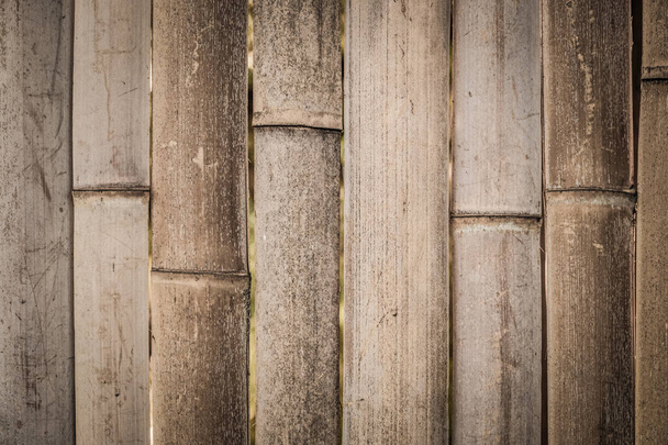 Historia textil de madera de bambú. Vuelo, valla en una casa rural hecha de bambú. Su sol. Georgia. - Foto, Imagen