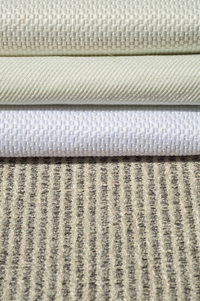 Catalog of fabric in white beige shades. Fabric sample. Industry background. - Φωτογραφία, εικόνα