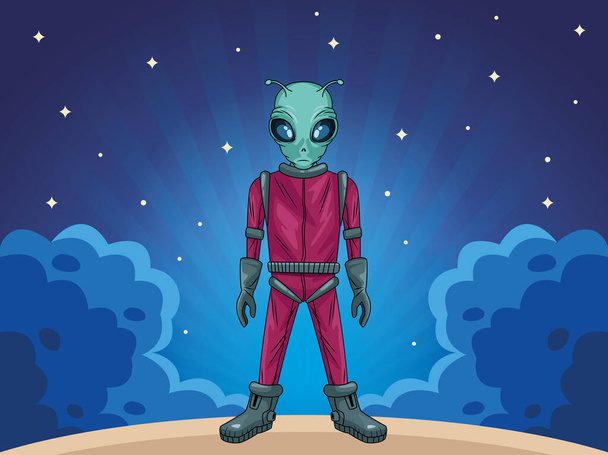 alien in the space character - Вектор,изображение