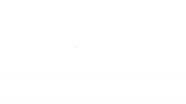 Zwarte lijn Siliconen bal gag met een lederen riem pictogram geïsoleerd op witte achtergrond. Fetish medeplichtig. Sex speelgoed voor mannen en vrouwen. 4K Video motion grafische animatie - Video
