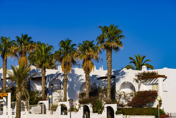 Spanish resort white buildings. Mojacar village in Andalucia, coast Almeria, Spain - Foto, Imagen