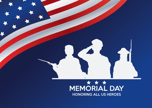 memorial day celebration poster with usa flag - Vector, Image