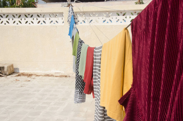 rooftop dress hanging to dry - Photo, Image