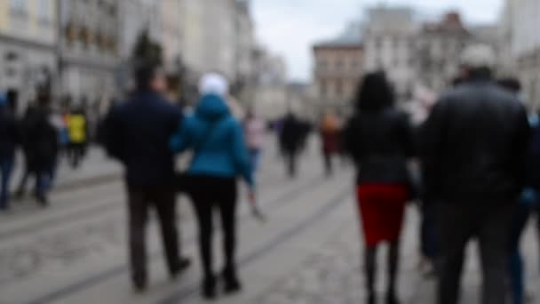 Αφηρημένη Defocused θολό φόντο πολλών ανθρώπων στην πλατεία του δρόμου - Πλάνα, βίντεο